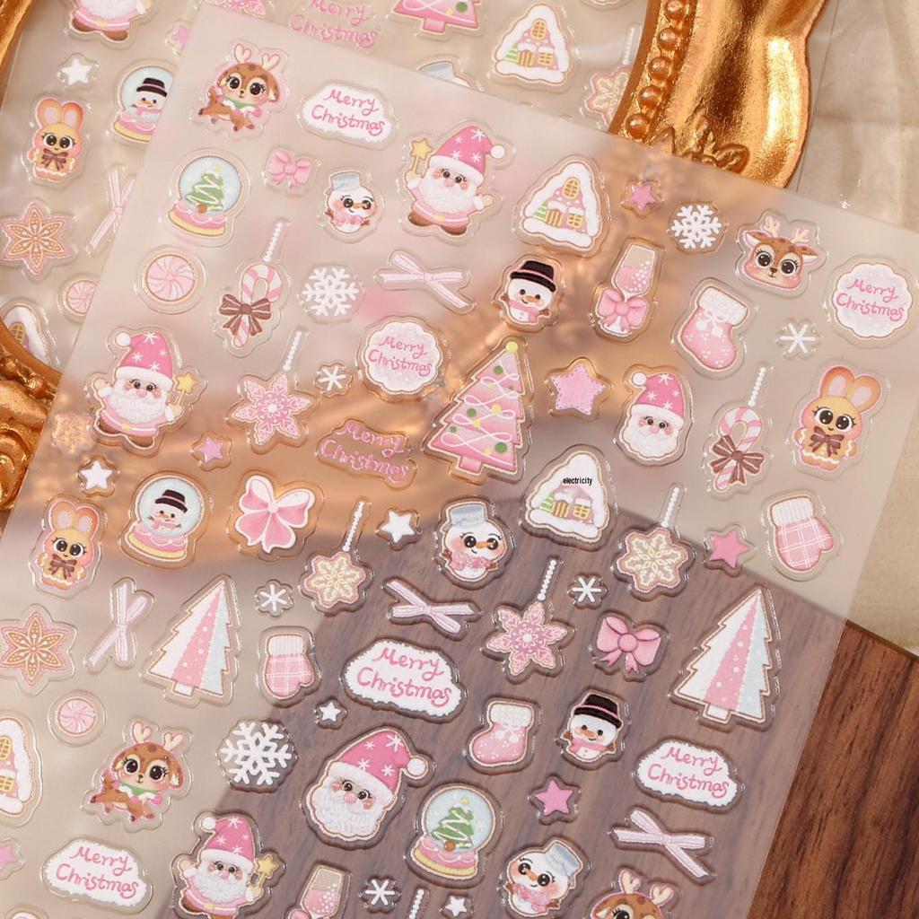Jelly Pink Christmas Cartoon Cookie Nail Stickers, Christmas Series, YT6608