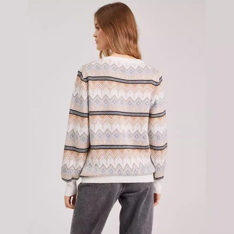 New Autumn and Winter Jacquard Women's O-neck Knitted Pullover Long Sleeve Loose Top Women's Pullover Warm Sweater