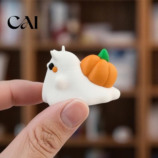 Creative Gift for Snail Lovers Ghost Ornament with Pumpkin Decor, 3D Printed Collectable PLA Art Figures Cute Halloween Figurine, Statue Desktop