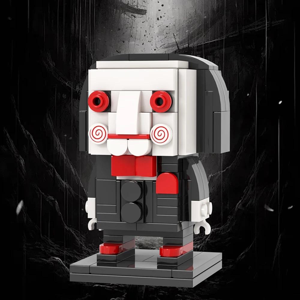MOOXI Verschiedene Horrorfilme Sadako Tod Billy BrickHeadzed Erwachsene Bausteine Set MOC Ziegelmodellbausatz Spielzeug Kind Junge Mädchen Geschenk