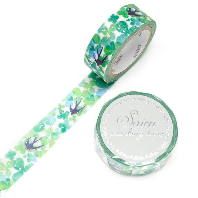 Kamiiso SAIEN Masking Swallows and 15mm x Tape, Clover, 7m, UR-3063