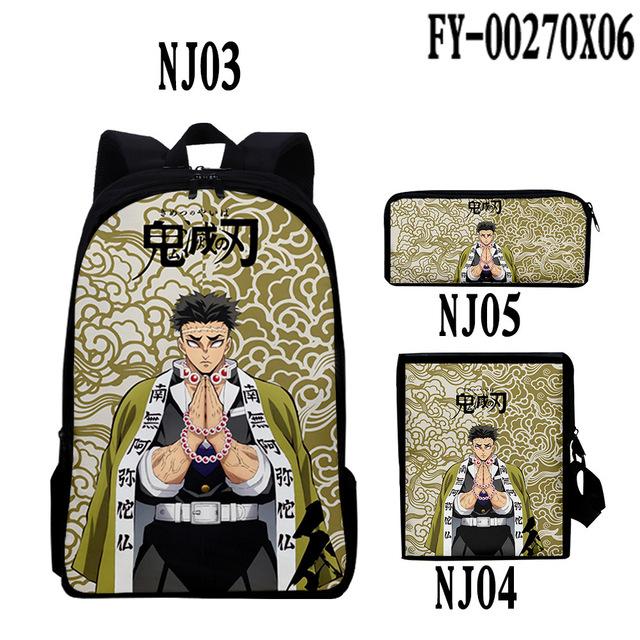 Women's Handbag and Backpack Demon Slayer Backpack Shoulder Bag Pencil Case Kids Boys Girls Cartoon Anime Kimetsu No Yaiba Tomioka Giyuu Schoolbag