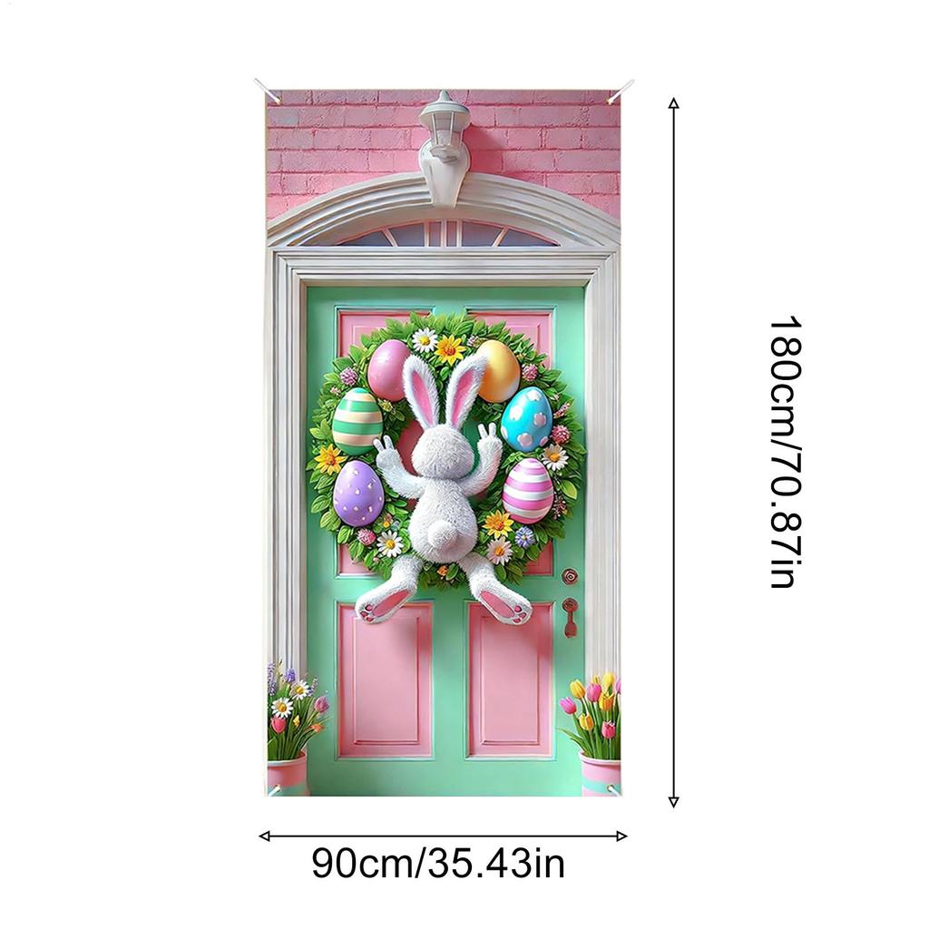 Easter Bunny Egg Door Cover Cute Happy Spring Home Decor Easter Door Decorations for Thanksgiving Birthday Party Offices Home