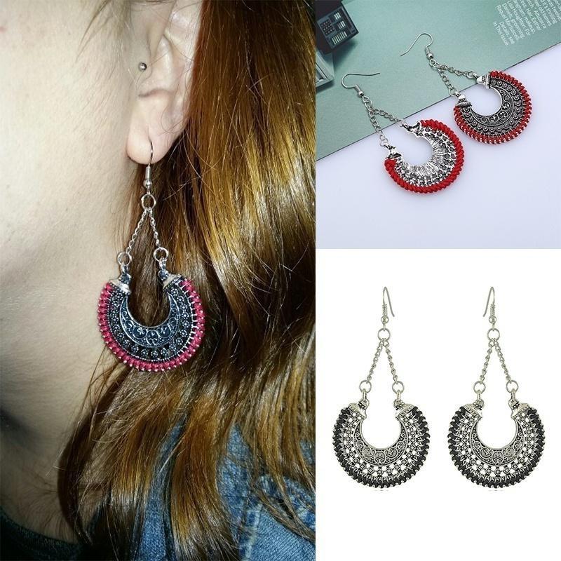 Tibetan Jewelry Vintage Drop Earrings Handmade U Shape Dangle Earrings for Women Brincos Fashion Ethnic Earrings