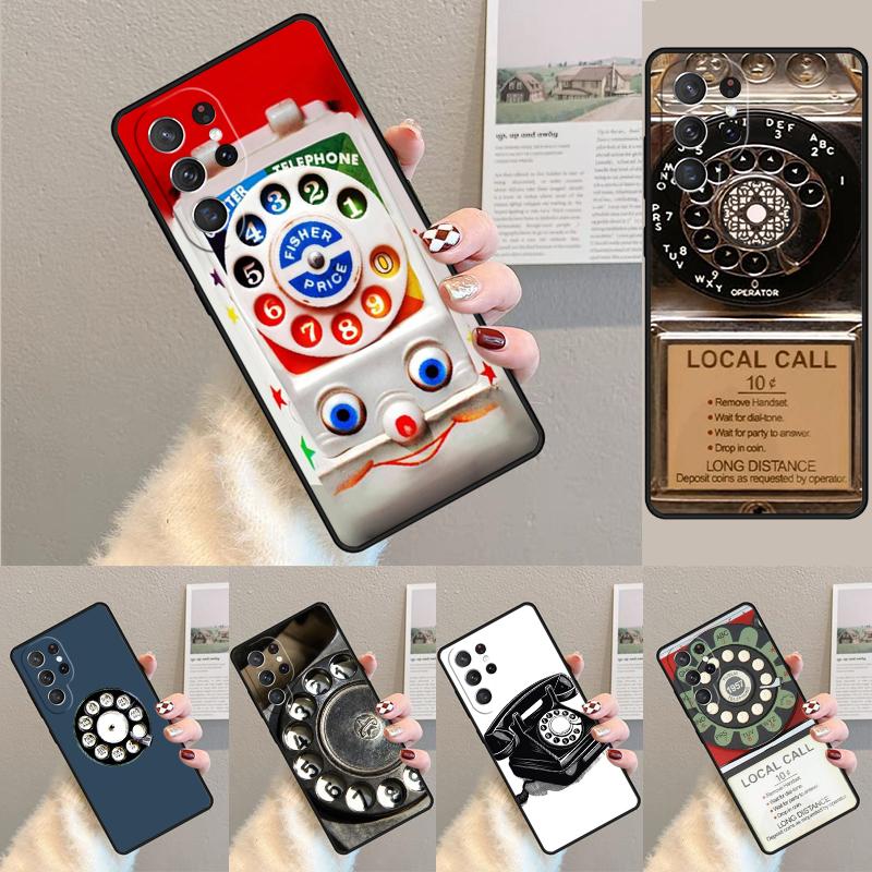 Retro Telephone Rotary Dial Phone Case Cover For Samsung Galaxy S24 S25 Ultra S21 S22 Ultra S10E Note 10 Plus Note 20 FE S23