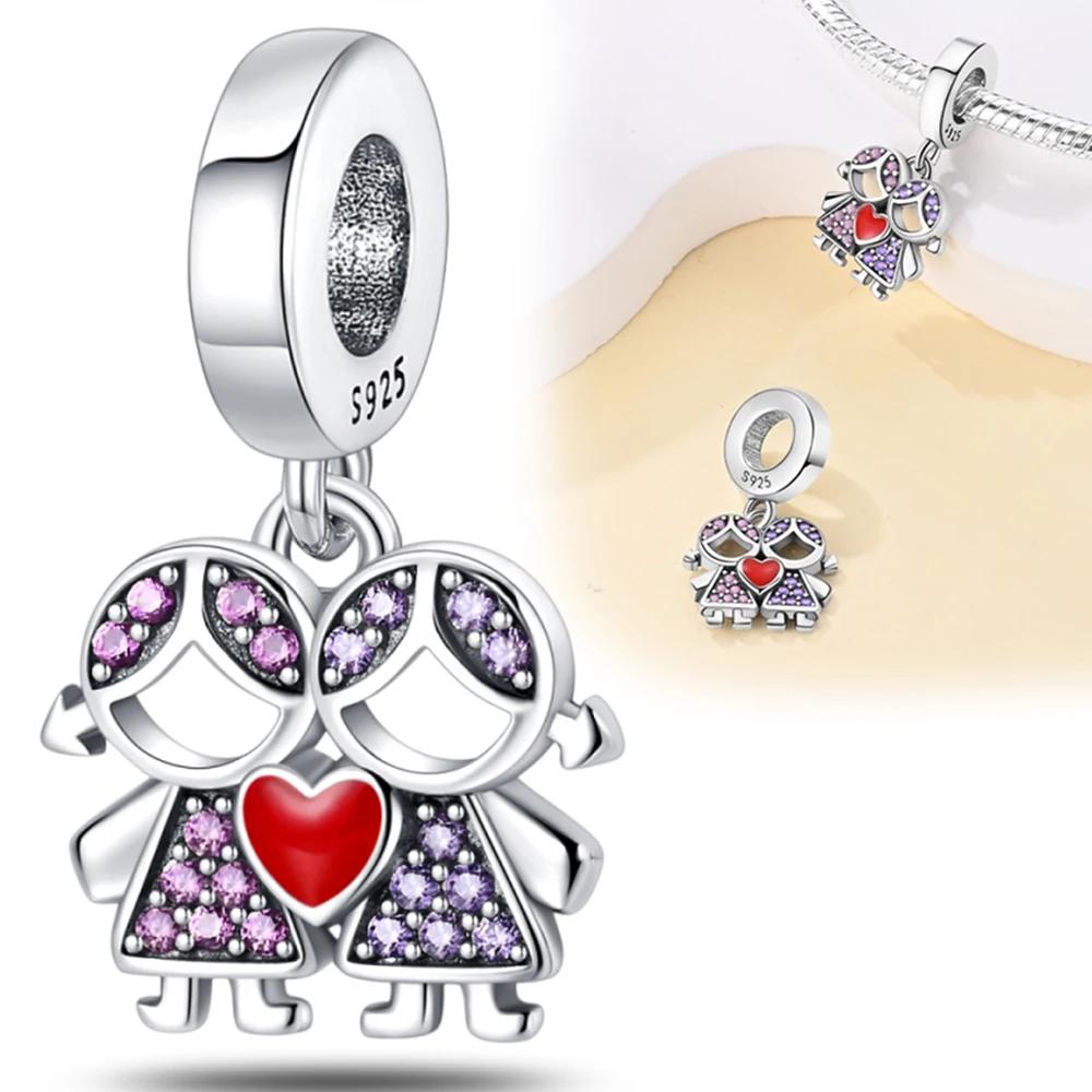 Coppersweetheart Sisters Series Charms Fit Original Bracelet Diy Beads For Women Fine Jewelry Birthday Gift Diy