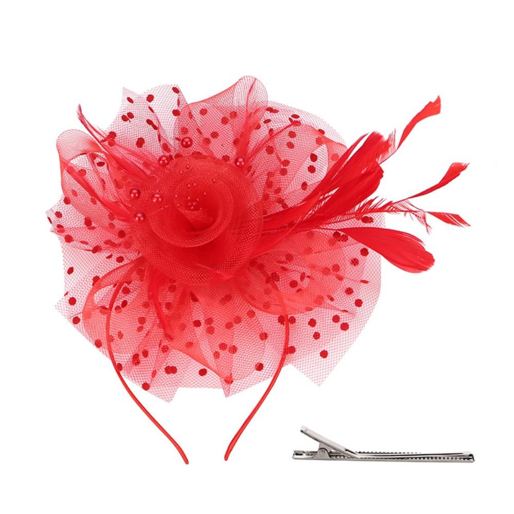 Elegant Tea Party Mesh Hair Band Exquisite Bride Headdress Feathers Fascinator Hat  Dance Show