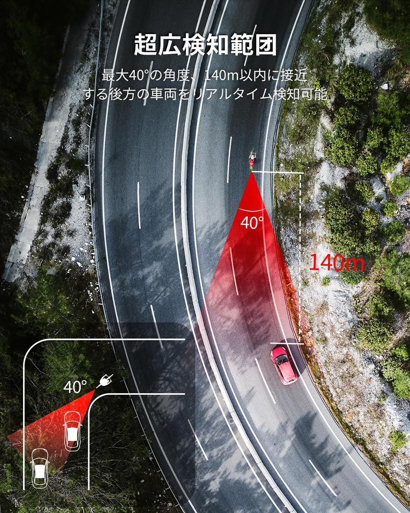 RAVEMEN NT201 Rearview Radar Bicycle Taillight with Rear Vehicle Braking Auto Max 80 Max Sensing Distance 140m Auto-On, IPX6, Detection, Detection,