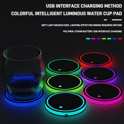 Coussinet de tasse d'eau lumineux LED pour voiture, Colored cup holder, Smart and luminous cup mats, car interior lighting
