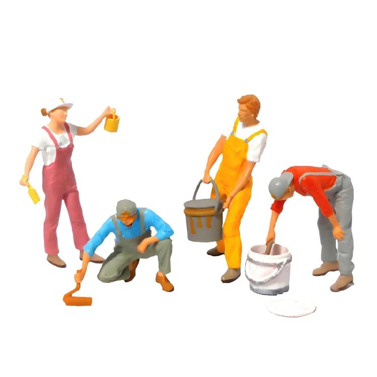 Construction Worker Set Adds Charm To Dioramas And Shelf Displays Resin Handmade Workmen Figurines For Craft Projects