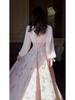 2025 Spring Elegant Long Sleeve Gold-Stamped Romantic Dress for Women
