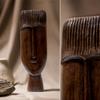 Tall Sculptural Face Figurine Wabi-Sabi Inspired for Display Cabinet Accent