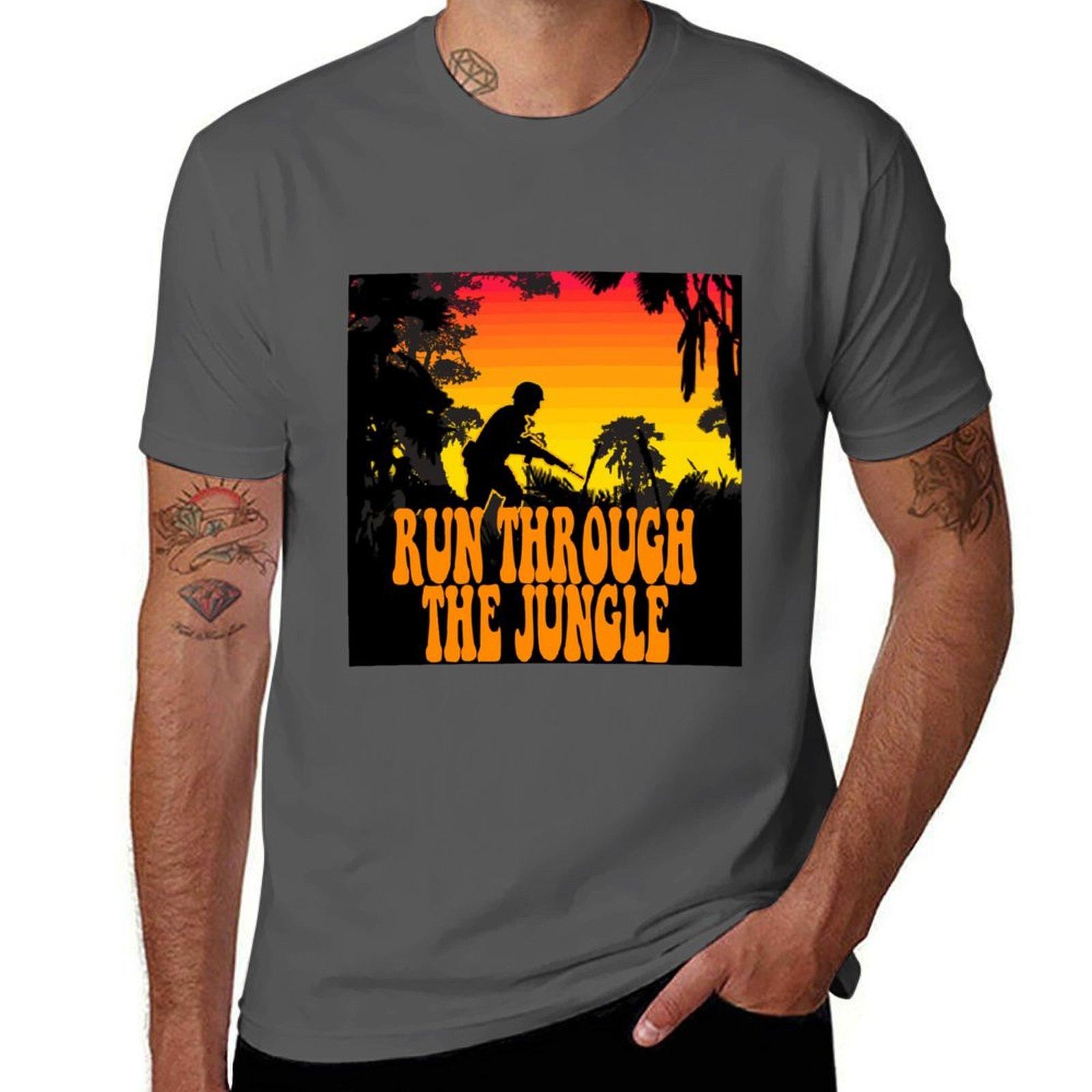 

Run through the jungle T-Shirt graphic tee shirt oversized t shirt mens graphic t-shirts big and tall 4XL