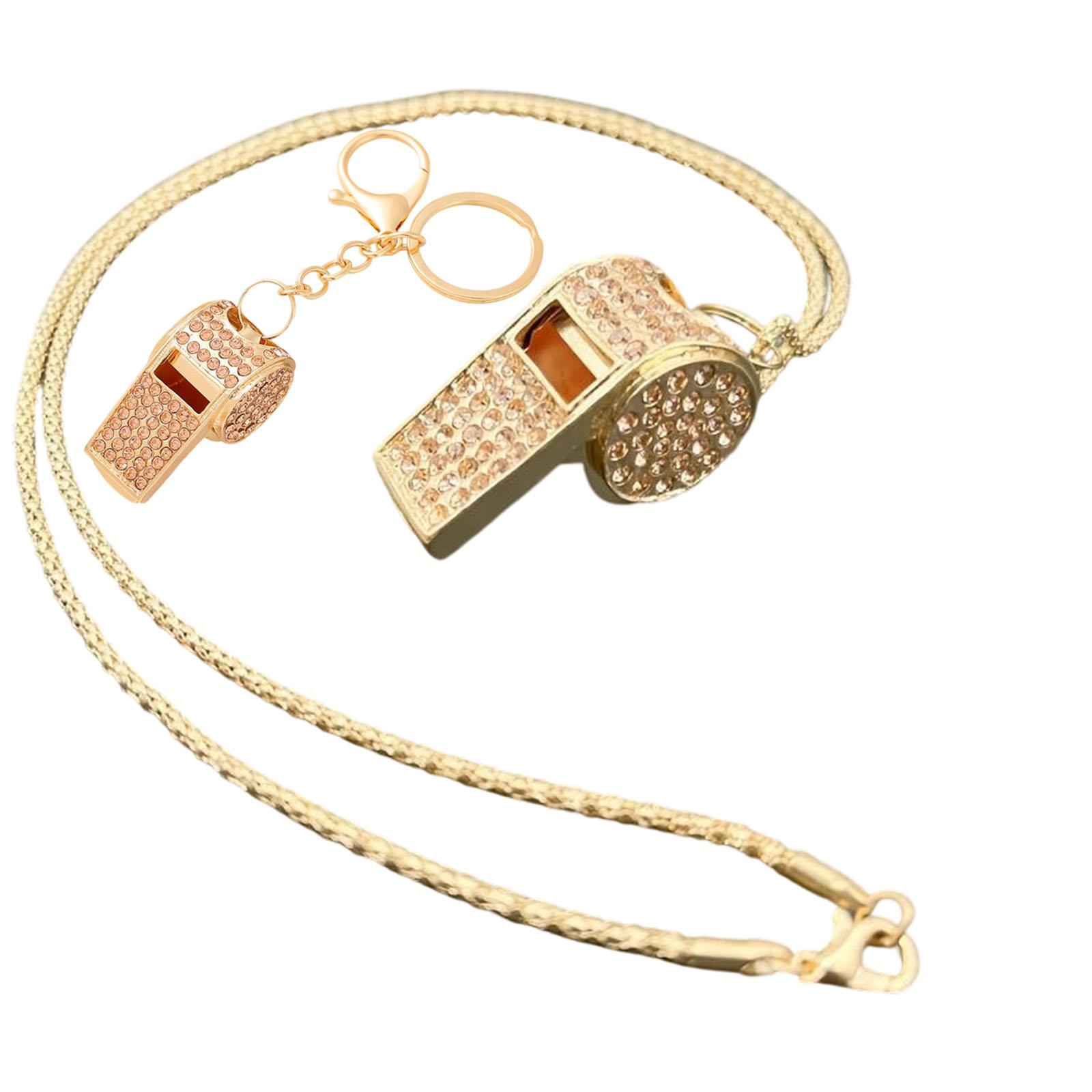 

Набор из 2 предметов: брелок-свисток со стразами и ожерелье из цинкового сплава, 6 стильных цветовых вариантов для повседневного использования разноцветный