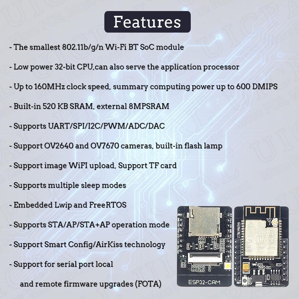 ESP11 CAM with OV1611 Camera Module Kit 1.1G Wifi Bluetooth Module WIFI 1dbi Antenna 66 111 161 Degrees 611nm 811nm Night Vision