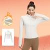 Winter High Elastic Peach Yoga Jackets Solid Clothes Long Sleeve Fleece Thick Yoga Jacket Women Zipper Fitness Yoga Coat