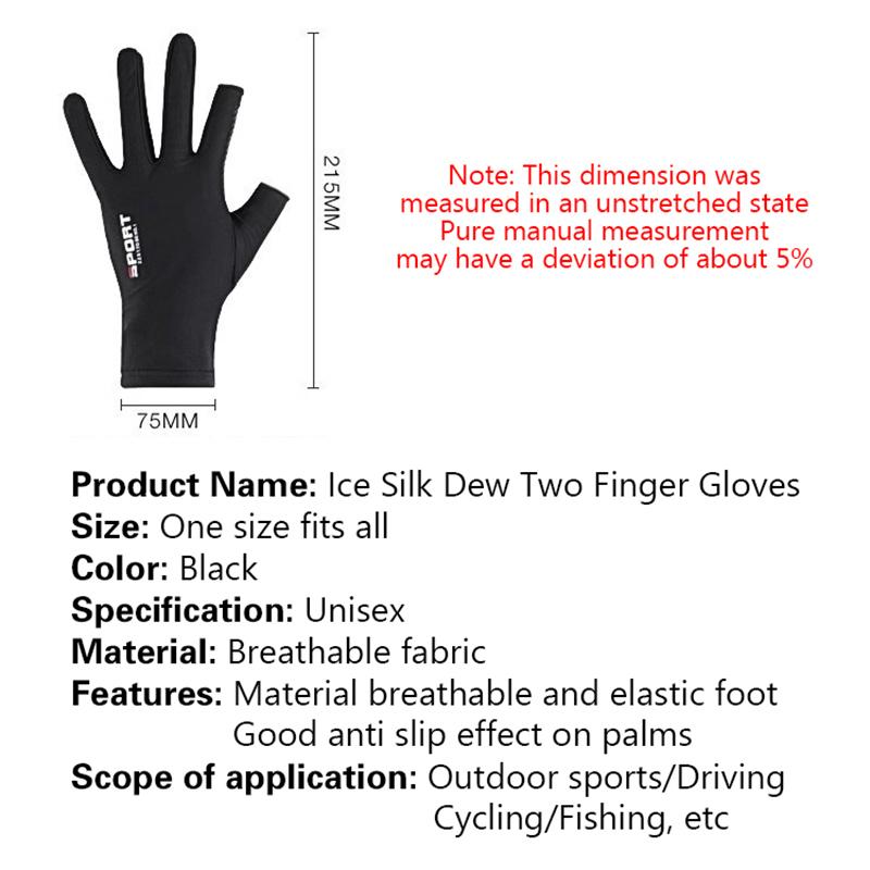 Ice Silk Halffinger Cycling Gloves For Men And Women Outdoor Sports Fitness Driving Fishing Highelastic Comfortable