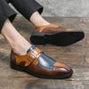 Plus Size Men's Color Block Buckle Monk Shoes - British Style Formal & Casual Leather Shoes