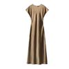 New Arrival Fancy Silk Satin Midi Skirt Dress Short Sleeve