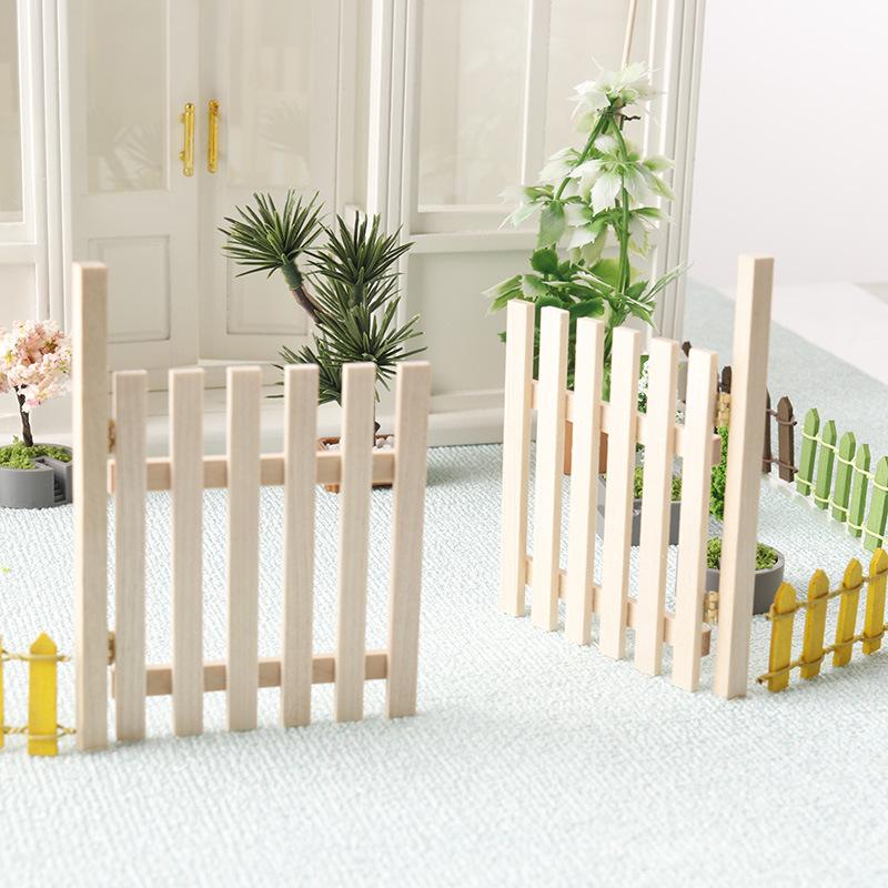 1Set Unpainted Rustic Fairy Garden Door 1/12 Scale Dollhouse Fence Mini Wooden Gate Wood Craft Scene Model Kids Pretend Play Toy