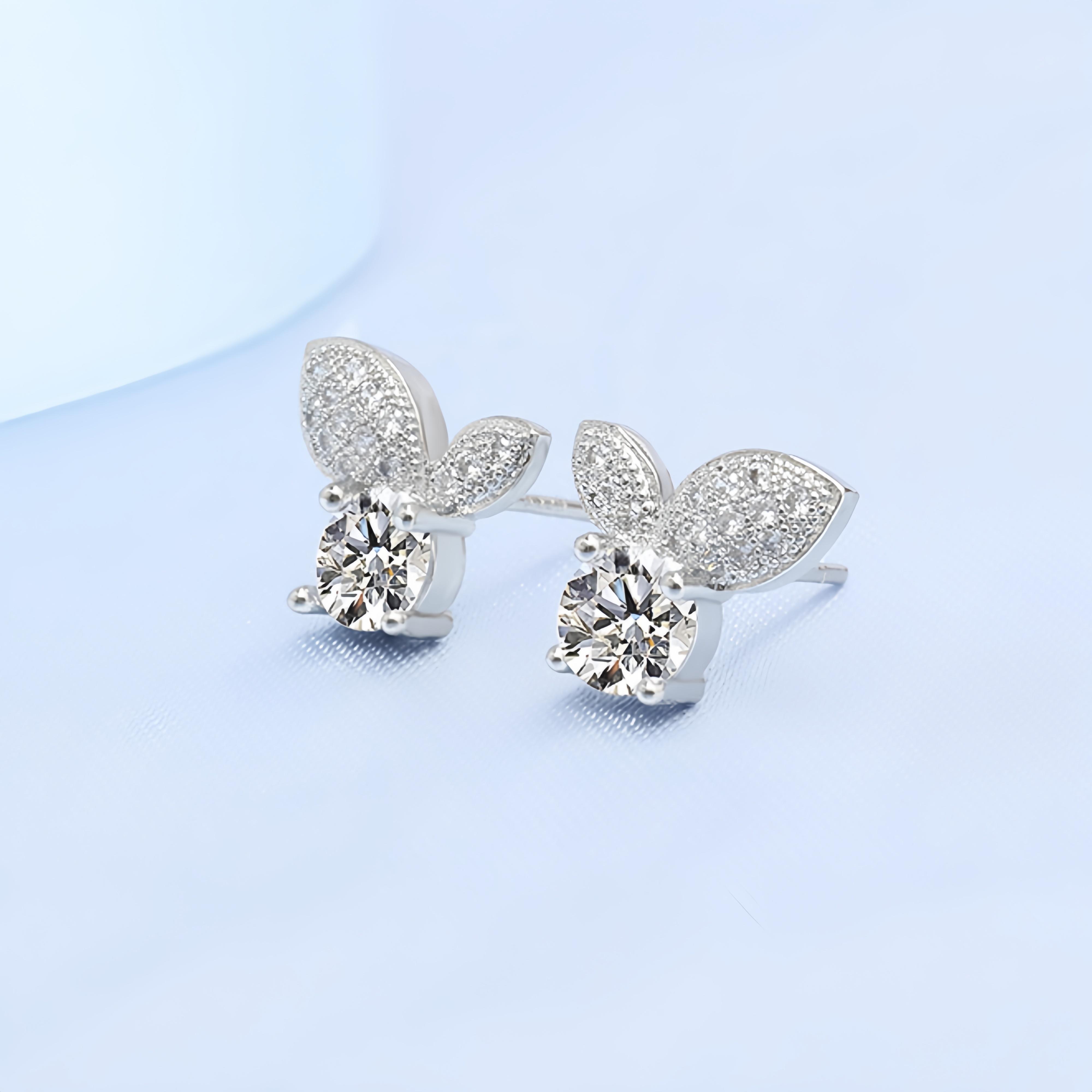 

Роскошные серьги-гвоздики с листочками из муассанита 1,26 карата, новые модные серьги 2024 года белый