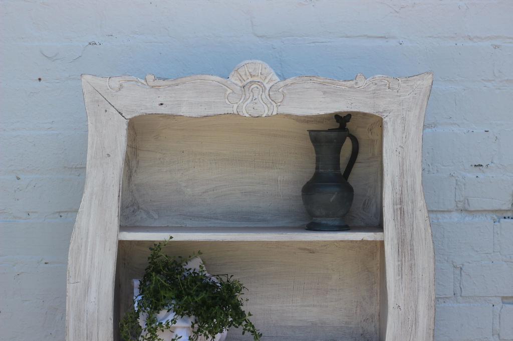 Wooden Shelf Cabinet Bleached In Rustic Style