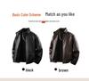 Men's Fleece-Lined Leather Winter Jacket, Thickened, Trendy Stand Collar - Ideal for Business, Casual, or Motorcycle Wear