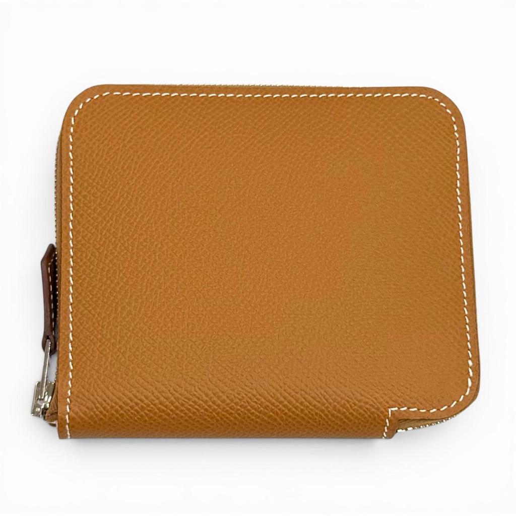 Portamonete HERMES impeccabile Azap compatto in seta con cerniera perimetrale in pelle Epsom da donna Usato