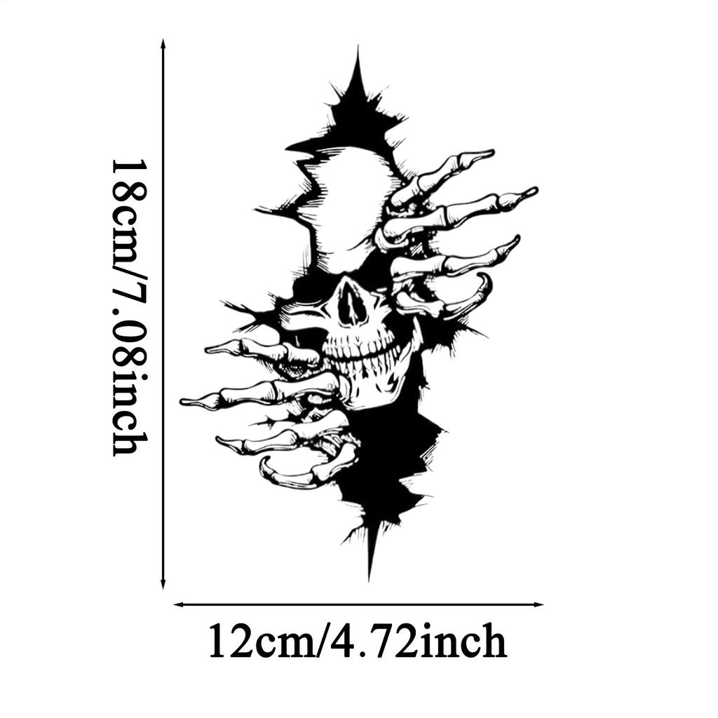 Black White Skull Body Car Sticker Halloween Waterproof Skeleton Body Decals Decor For Car Truck SUV Motorcycle Vehicles