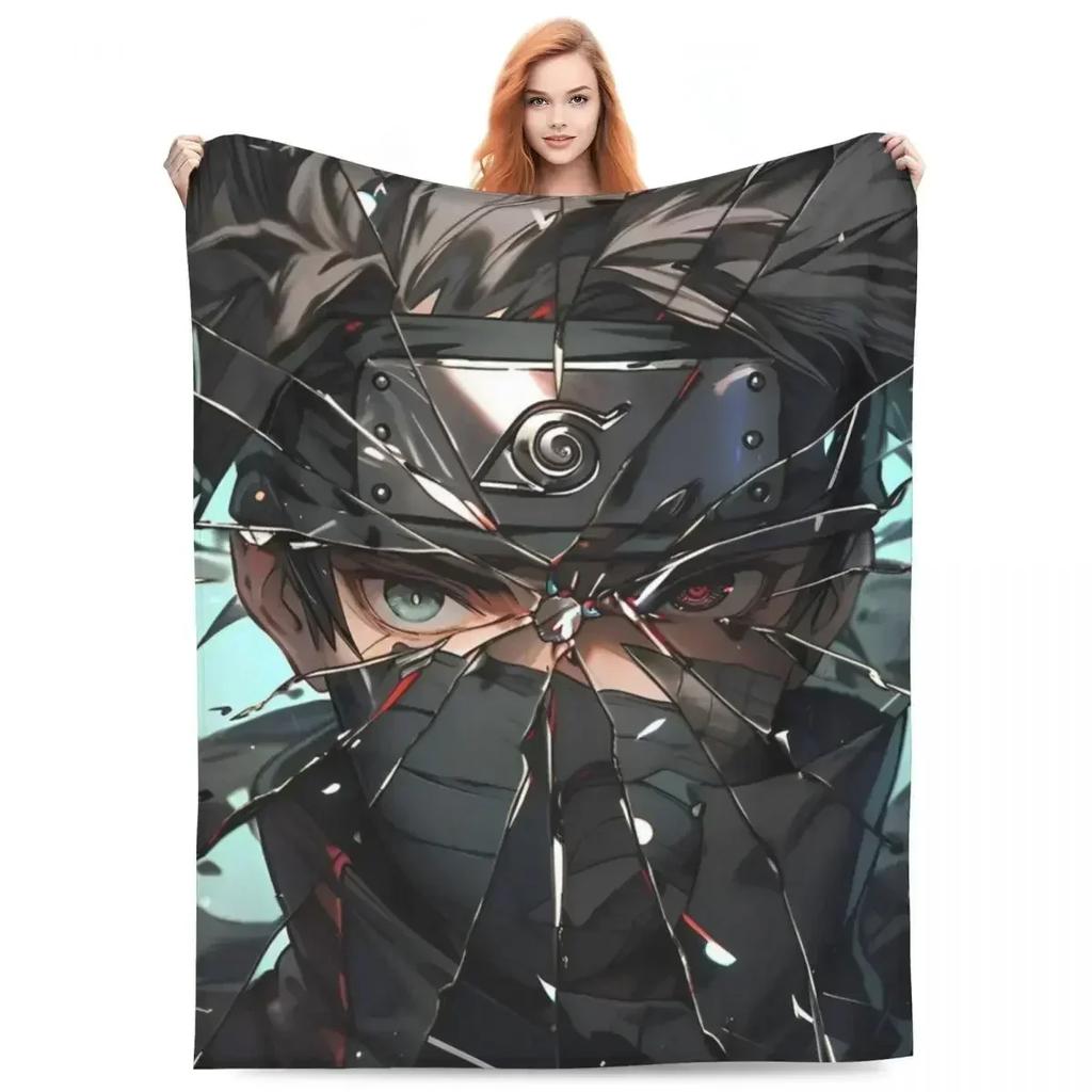 Japanese Anime Graphic Blankets N-Narutos Flannel Novelty Soft Throw Blankets for Home All Season