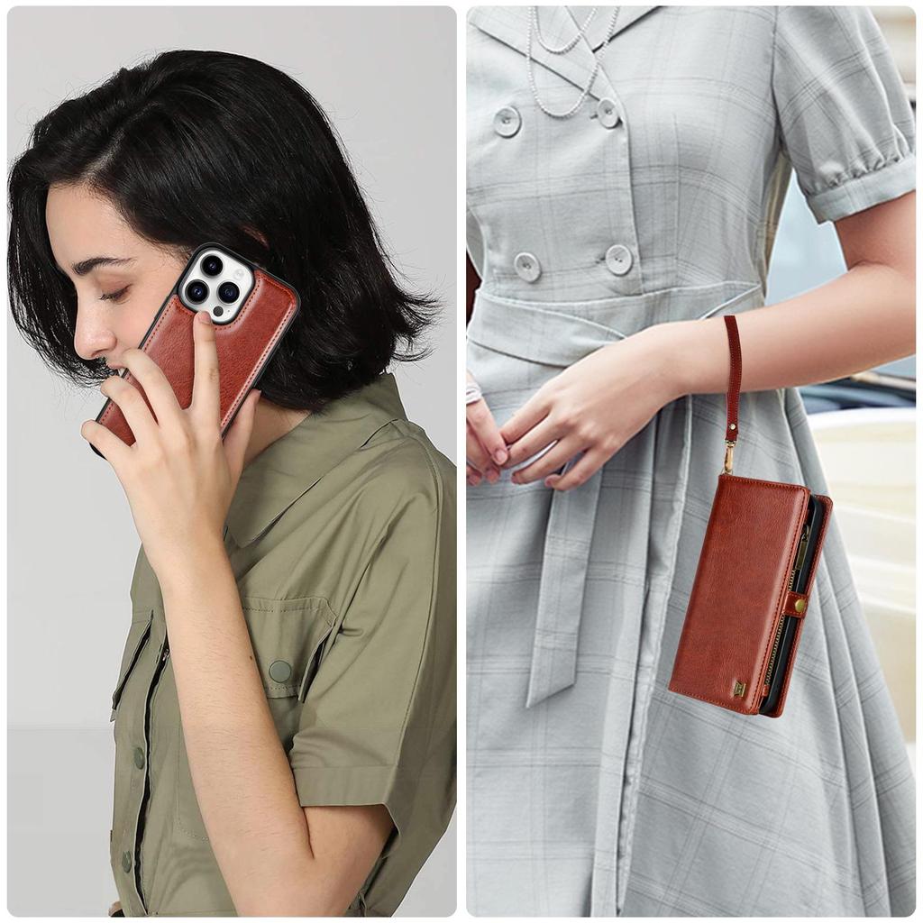 iPhone 14/15/16 Plus Multifunctional Leather Wallet Crossbody Case