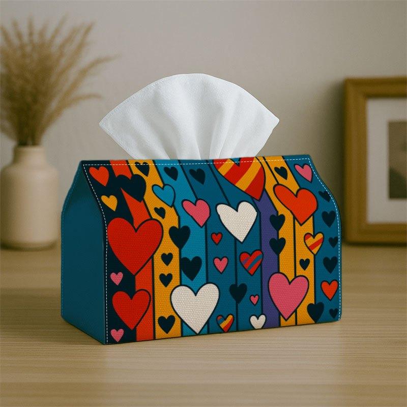 2D Flat, 2D Plane Single Cute Heart-Shaped Decorative Tissue Box, with Storage And Organization Function, Suitable for Home Kitchen And Car, Anti-Spil