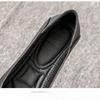 Women's Black Pointed-Toe Work Shoes - Soft Leather Shallow Mouth, Flat Soft-Soled, Comfortable for Interview/Flight Attendant, XCY36-357
