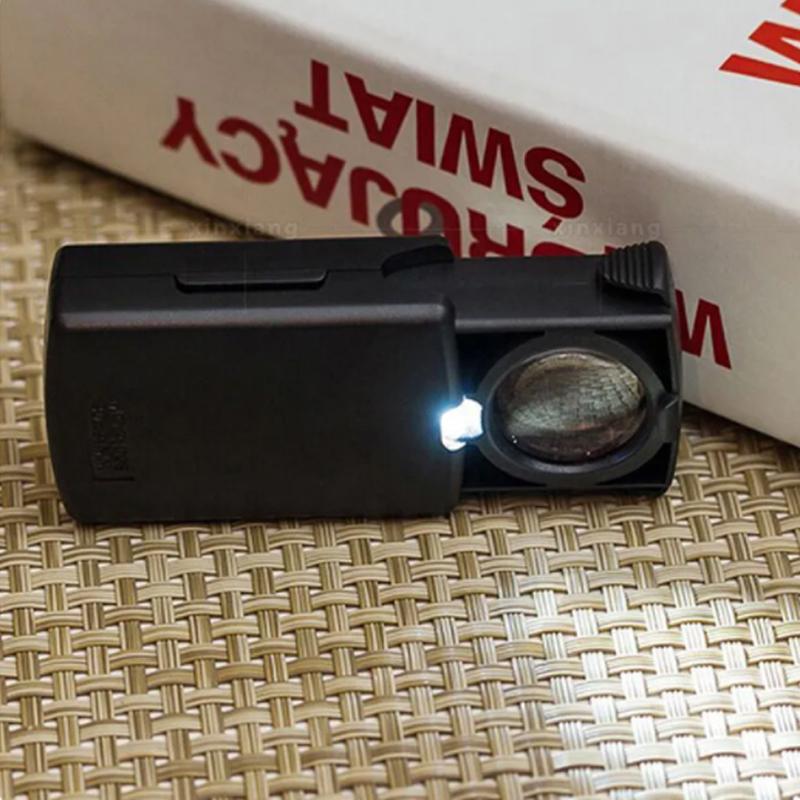30X Pull-type Jewelry Magnifier Mini Pocket Hand Magnifying Glass,Portable Microscope Loupe Optical Lens Tool with LED Light