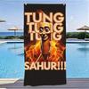 1PC Tung Tung Tung Sahur Meme Microfiber Beach Towel Quick Dry Sand Free Soft Absorbent Pool Gym Sports Towel for Fans