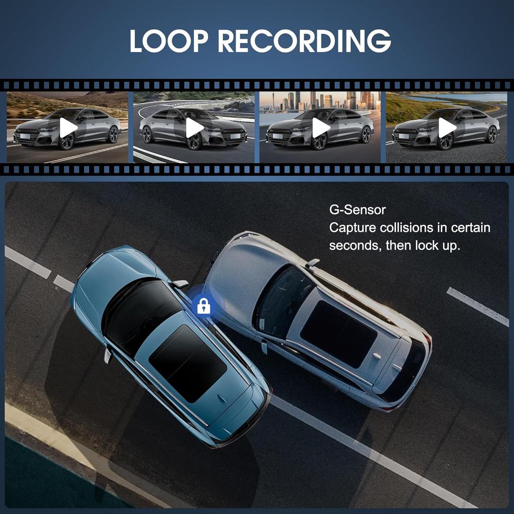 8.1' Portable CarPlay Screen with 2K Dash Cam, Android Auto, 1080P Backup Camera, GPS, Voice Control