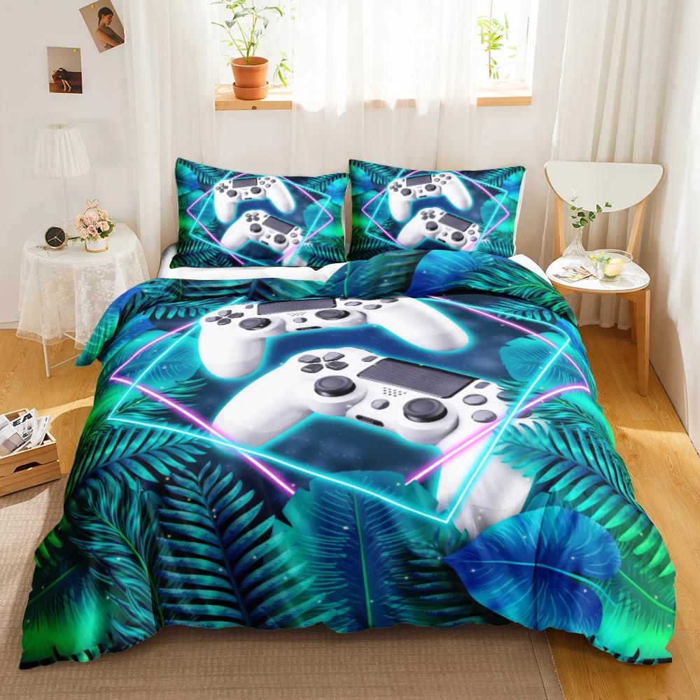 Games Duvet Cover Set Boys Kids Gamepad Bedding Set Video Game Controller Comforter Cover for Teen Girls Polyester Qulit Cover