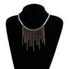 Delicate Layer Chain Chokers Necklace With Irregular Cultured Pearls And Cascading Tassels Embellishment