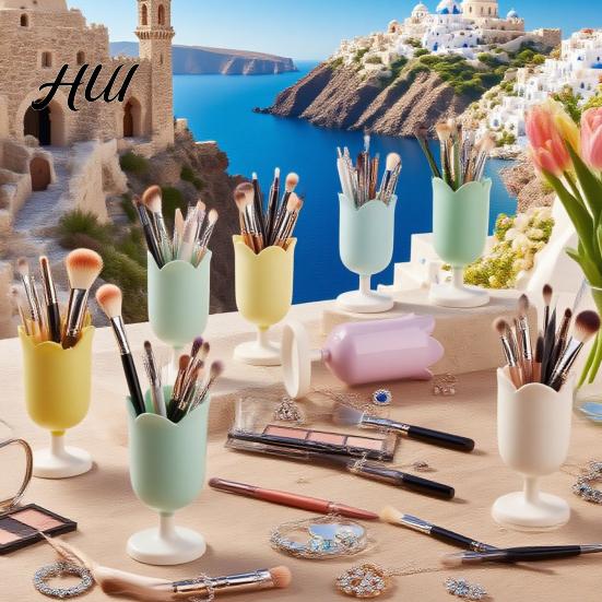 Textured Pen Holder Tulip Cute Desktop Organizer for Girls Students Smooth Surface Multi-Function Pencil Cup Desk Decor Home Office Wear-resistant