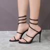 Fashion 2025 Summer Luxurious Sexy Women's Crystal Sandals Fashion Snake Wrap Rhinestone High Heel Sandals Party Wedding Shoes