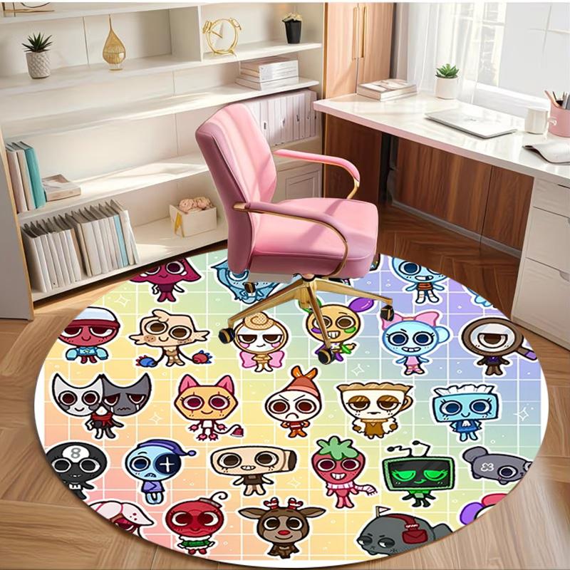 Sprunki Game Print Round Rug, Washable Floor Carpet, For Entryway Dorm Laundry Room Office Study, Home Decor Birthday Christmas Gift