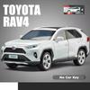 1/24 TOYOTA RAV4 SUV Sport Odlehčený slitinový miniaturní model auta na dálkové ovládání se zvukem a světlem, natahovací, kolekce, dárek pro chlapce
