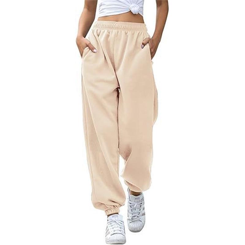 Women's High-Waisted Casual Sweatpants - Versatile Cuffed Pants for Home or Sports