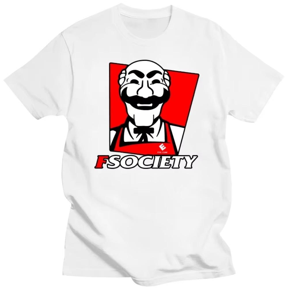 Rolig Mr Robot FSociety T-shirt Herr Kortärmad Casual Hacking T-shirt Hacker T-shirt Lös Passform 100% Bomull Geek T-shirt Toppar Gåva