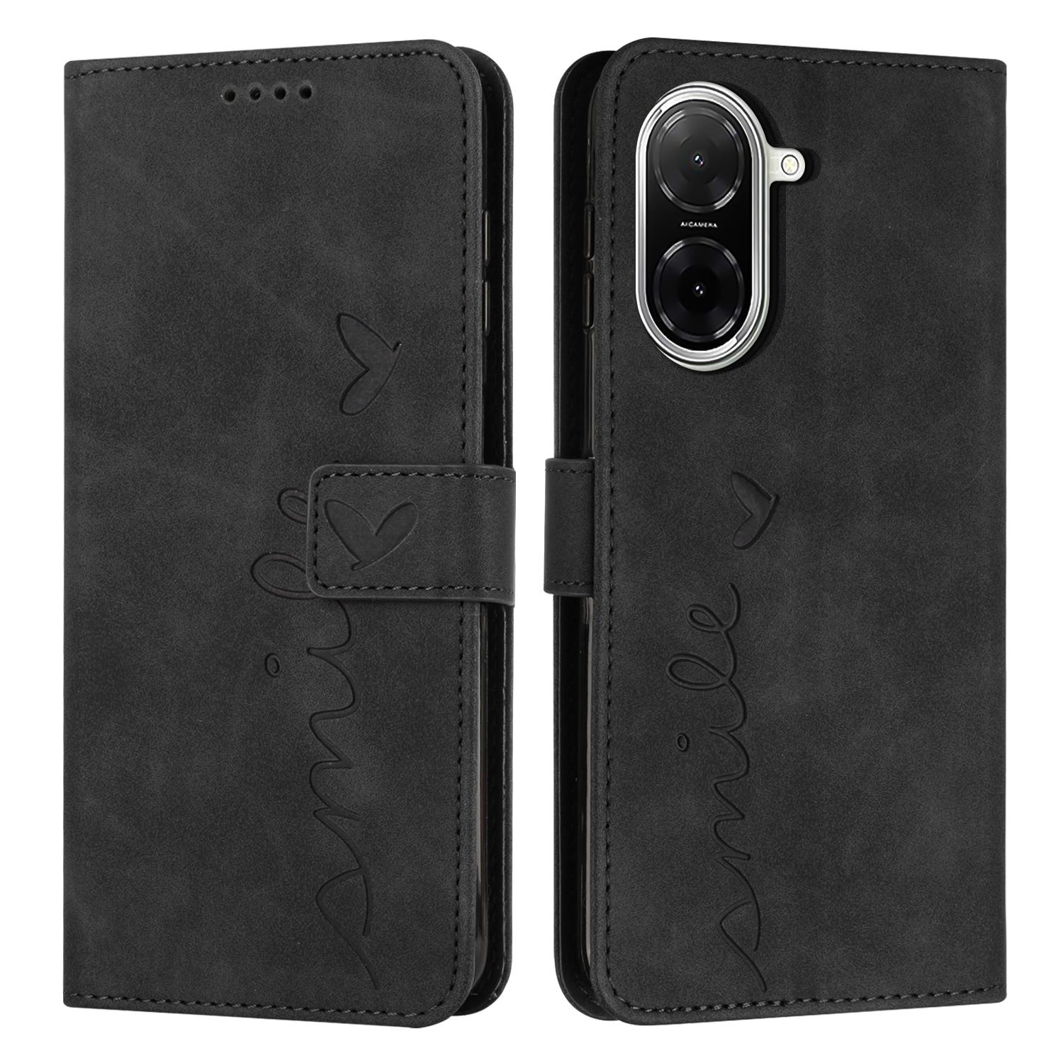 

Stand Case for Xiaomi Redmi A5 4G (171.7mm)/Poco C71 4G PU Leather Phone Cover Imprinted Heart Pattern Black