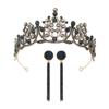 Personalized Bridal Jewelry Crown Tiara Retro Gold Black Diamond Headband  Wedding Gauze Accessories  Halloween Crown