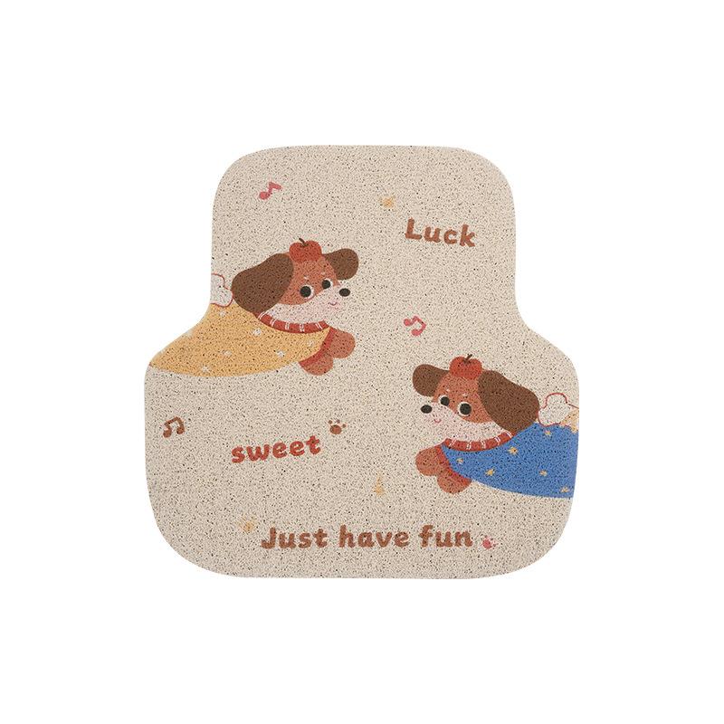 New car floor mat creative cartoon puppy silk ring easy to take care of can be cut car floor mat