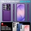 Su kortelių laikikliu, slankiojančiu kameros dangteliu ir stoveliu, skirtas Samsung Galaxy S26 Ultra telefono dėklas, apsaugantis nuo kritimo, PC+TPU piniginės dėklas - Violetinis