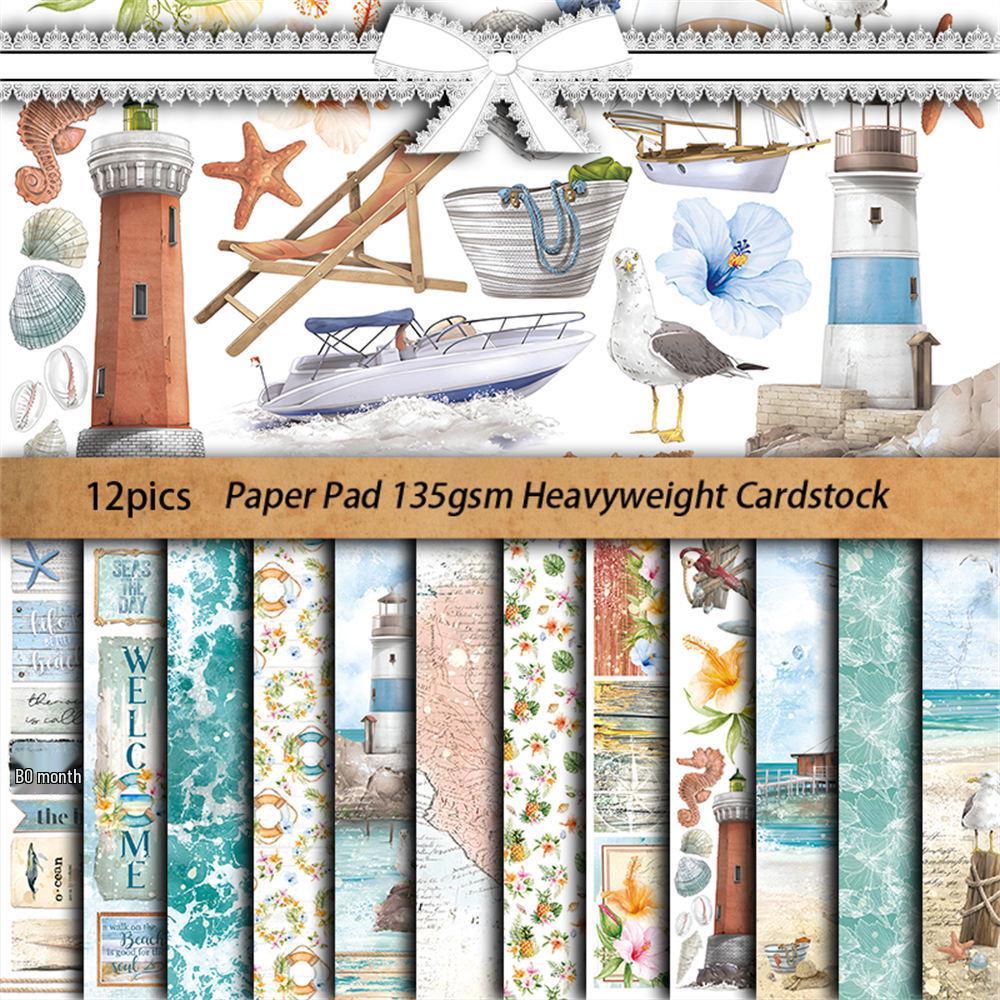 12 Sheets Retro Summer Breeze Collage Material Paper for DIY Journaling Stickers