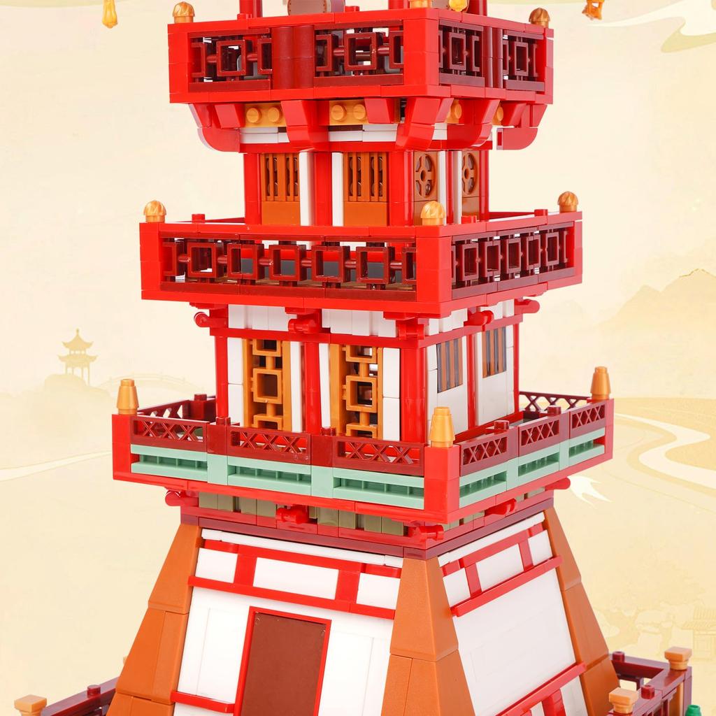 LULUFUN Tower Mini Block Building Traditional Chinese Architecture Fire Block DIY Assembly Hobby Christmas Gift Toy, Model, Tower, Set, Model, Boys,